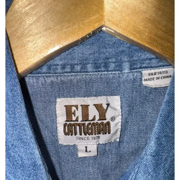 Ely Cattleman American Flag Rodeo Shirt Pearl Snap Western Wear LG Country USA - Picture 4 of 6